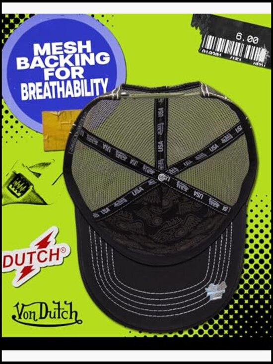 Authentic Von Dutch Unisex Trucker Hat - Curved Bill Snapback Mesh Back main image 6